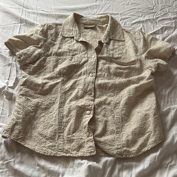 Liz Claiborne Vintage Linen Cotton Shirt Size 14 | | Textured Button-Up | - Picture 1 of 7